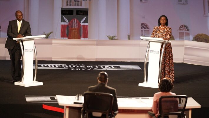 Kuria, Rigathi Gachagua And Martha Karua During The Deputy Presidential Debate At Cuea, Nairobi On July 19, 2022. Photo/ Presidential Debate Team.