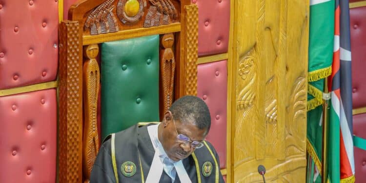 National Assembly Speaker Moses Wetangula Presides Over The House Session During The Special Motion To Impeach Deputy President Rigathi Gachagua. Photo/Parliament.