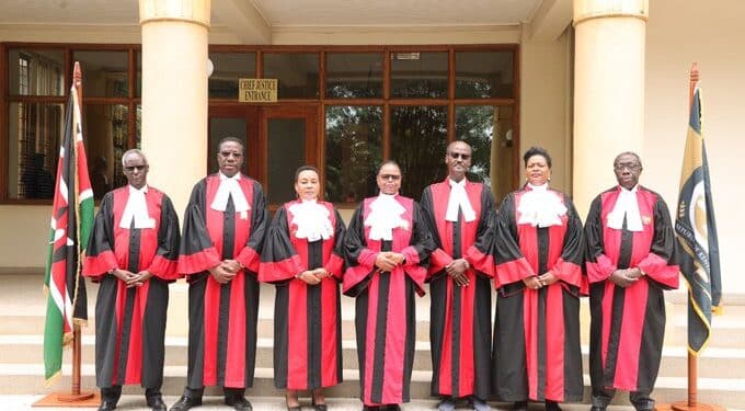 Supreme Court Judges Isaac Lenaola, Smokin Wanjala, Philomena Mwilu, Martha Koome, Mohammed Ibrahim, Njoki Ndungu And William Ouko. Phot/ Judiciary