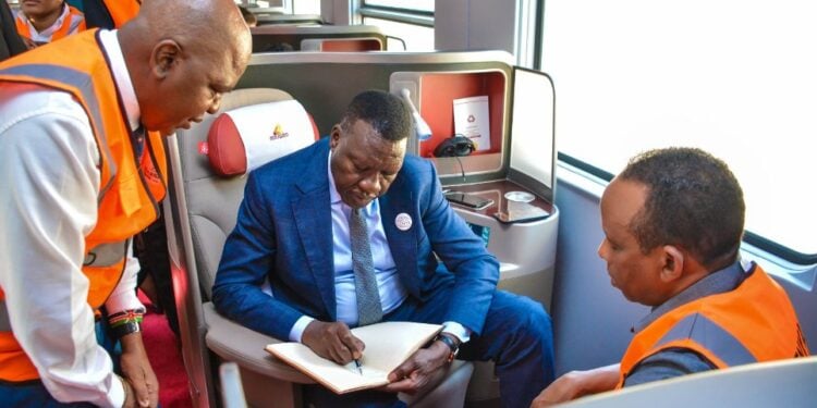 Sgr Nets Ksh2.6M In Hours As Kenyans Rush For Ksh12,000 Mombasa Tickets During Long Weekend Roads And Transport Cs Daviz Chirchir Visiting The Kenya Railways. Photo/ Kenya Airways