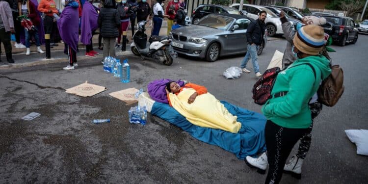 Kenyans In Lebanon Given Evacuation Orders Kenyan Migrant Workers Camp Outside Kenyan Consulate In Badaro, Beirut On January 11, 2022. Photo/ Matt Kynaston.