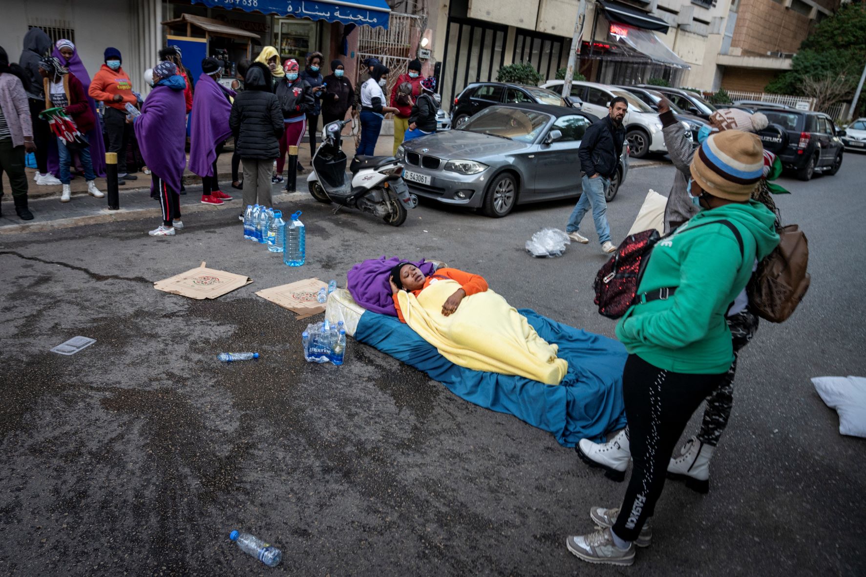 Kenyan Migrant Workers Camp Outside Kenyan Consulate In Badaro, Beirut On January 11, 2022. Photo/ Matt Kynaston.