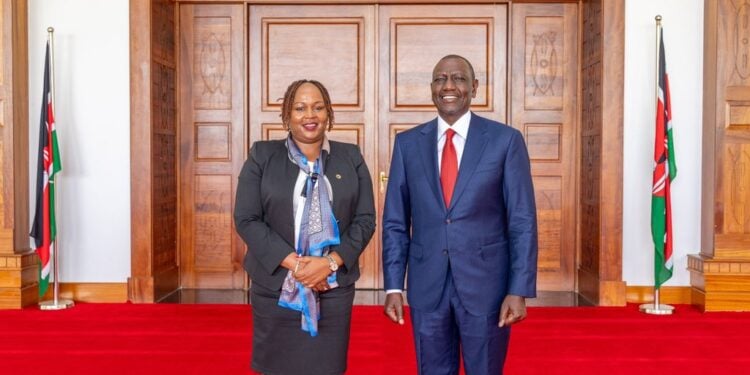 President William Ruto At State House, Nairobi, With Former Eac Secretary General Veronica Nduva. Photo | Pcs