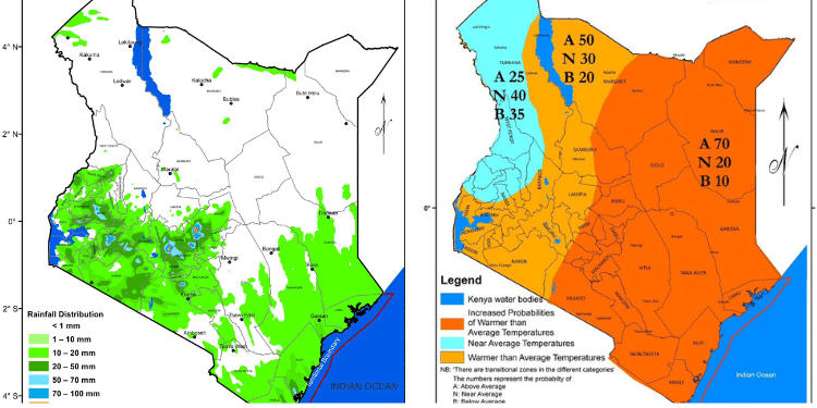A Collage Of The Graphics From The Met Department Showing Weather Patterns Expected In Different Parts. Photo/Kenya Met.