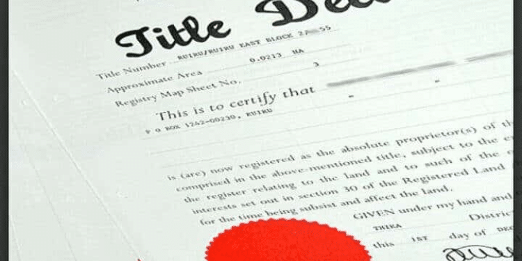 Lsk Issues 13 Demands Following Loss Of Paper Title Deeds A Title Deed Sample. Photo/ Nmg