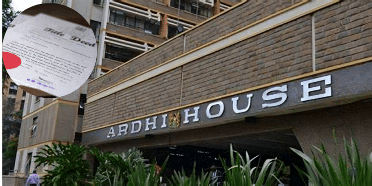 Lsk Issues 13 Demands Following Loss Of Paper Title Deeds Ardhi House And An Inset Of A Title Deed. Photo/ Sonko News. Opti Pen