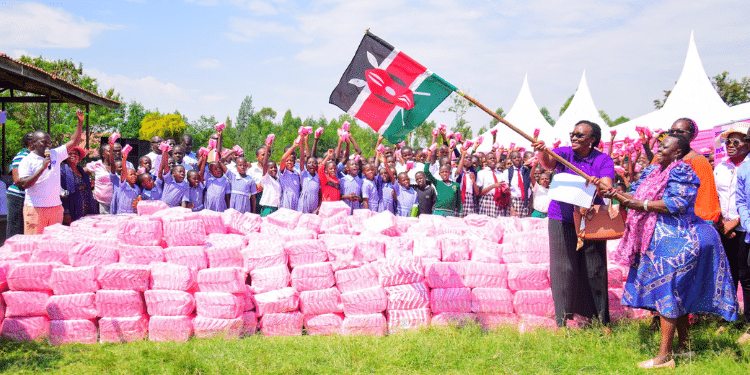 Ngaaf During A Nationwide Distribution Of Sanitary Towels To School-Going Girls' Program Being Officially Flagged Off In Kisumu, Led By The Women Representative, Hon Ruth Odinga In A Past Event. Photo/Ngaaf