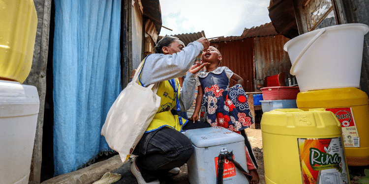A Child Being Administered Polio Vaccine.. Photo/ Who Kenya