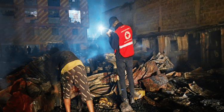 Remains Of The Fire Incident Reports At Jua Kali Green Corner In Embakasi On September 14, 2024. Photo/ Kenya Red Cross Nairobi Branch.