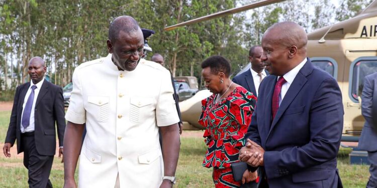 Dp Desognate Kithure Kindiki Receives President William Ruto And First Lady Mama Rachel Ruto In Kwale. Photo/ Bianca X. Dp Nominee Kithure Kindiki Receives President William Ruto And First Lady Mama Rachel Ruto In Kwale. Photo/ Bianca X.
