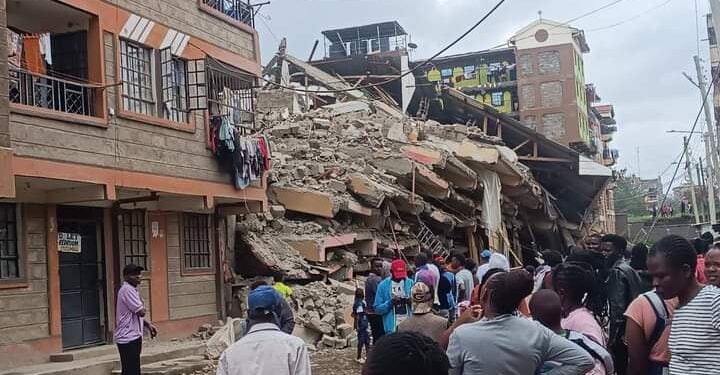 Several Feared Trapped As Building Collapse In Nairobi A Photo Of The 7-Storey Apartment Which Collapsed In Kahawa West. Photo/ Screengrab.
