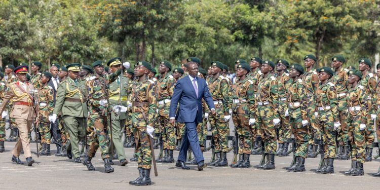 President William Ruto Inspects An Nys Parade During Past Pass Out. Photo/Pcs. 