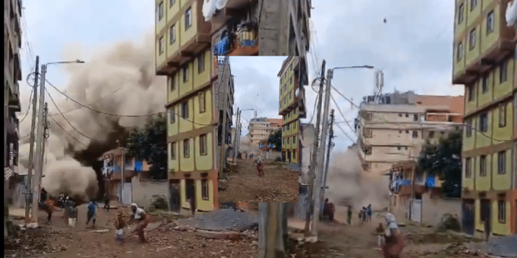 Several Feared Trapped As Building Collapse In Nairobi A Photo Of The 7-Storey Apartment Which Collapsed In Kahawa West. Photo/ Screengrab.