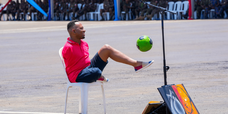 Sammy Brayo Showcasing His Unique Talent During The Kdf Celebration Event. Photo/Tuya X