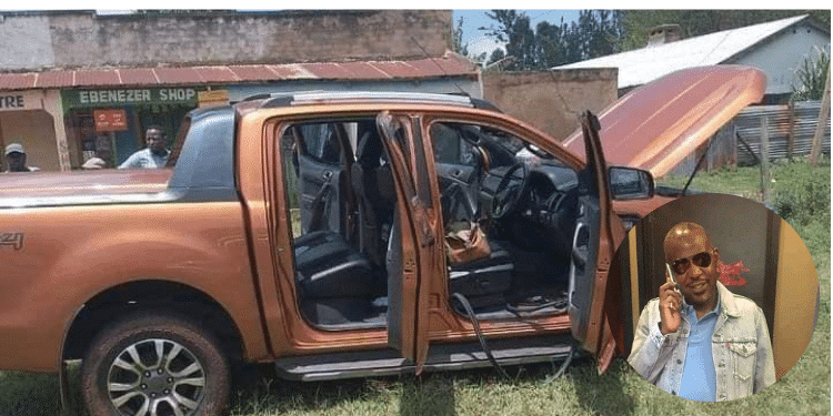 A Vehicle Belonging To Wells Fargo Human Resource Manager Willis Ayieko And An Inset Of The Manager. Photo/Presenter John Fb