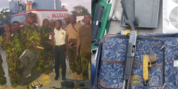 A Collage Showing Saig Geofrey Otunge And Other Police Officers During The Operation In Pond-Sonde Haiti And The Weapons Recovered. Photo/Mss X Account