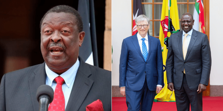 President William A Side To Side Photo Of Pcs Musalia Mudavadi And President William Ruto With Us Billionaire Bill Gates At State House, Nairobi In November 2022. Photo/Pcs