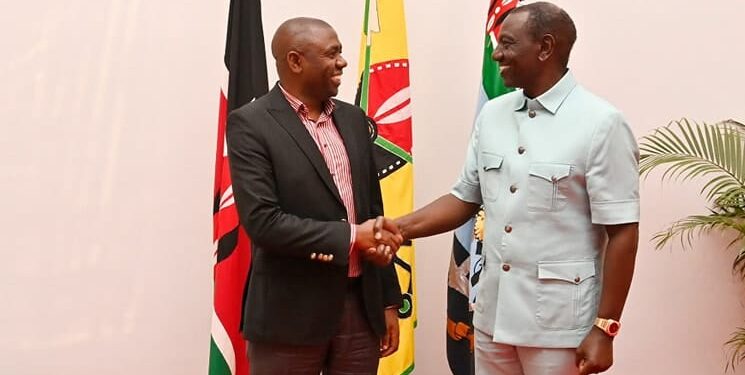 President William Ruto Shakes Hands With Laikipia Senator John Kinyua After A Meeting At State House Nairobi On June 20, 2024. Photo/ Kinyua Facebook. Gachagua