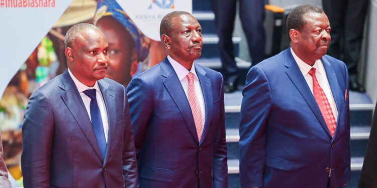 President William Samoei Ruto, Prime Cs Musalia Mudavadi And National Treasury Cs John Mbadi During The Opening Ceremony Of The Inua Biashara Exhibition At Kicc O October 16, 2024. Photo/Mbadi Fb.