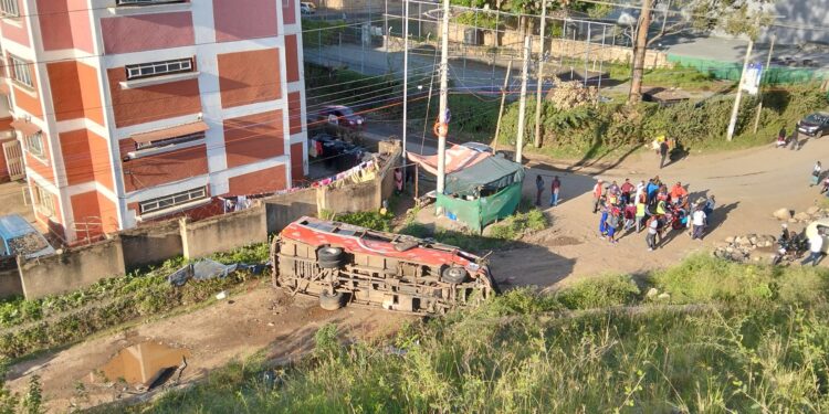 An Aerial View Of The Overturned Bus. Photo/ Motorists Association Of Kenya 