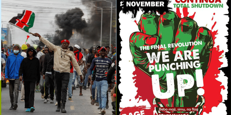 A Side-To-Side Photo Of Protesters In Kenya And A Poster Showing The &Quot;We Are Punching Up&Quot; Protests. Photo/Aljazeera X