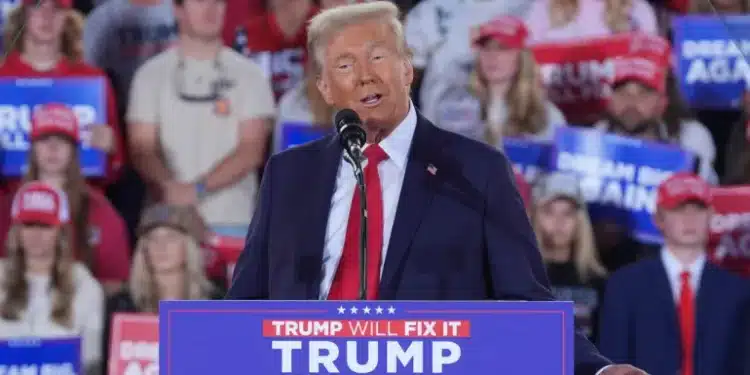 Republican Presidential Nominee And Former President Donald Trump Speaks During A Campaign Rally. A Photo Collage Of President William Ruto And Us President Elect Donald Trump. Photo/Cnn/Pcs.