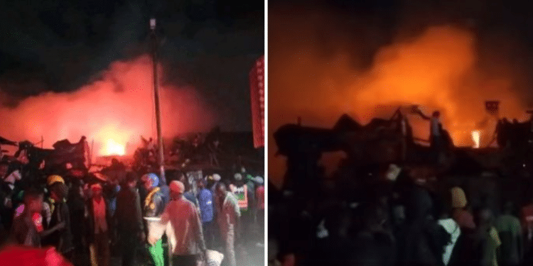 A Photo Collage Of The Fire Incident At Kamamukunji, Kitui Village Nairobi. Photo: Screengrab/Kenyans Co.ke