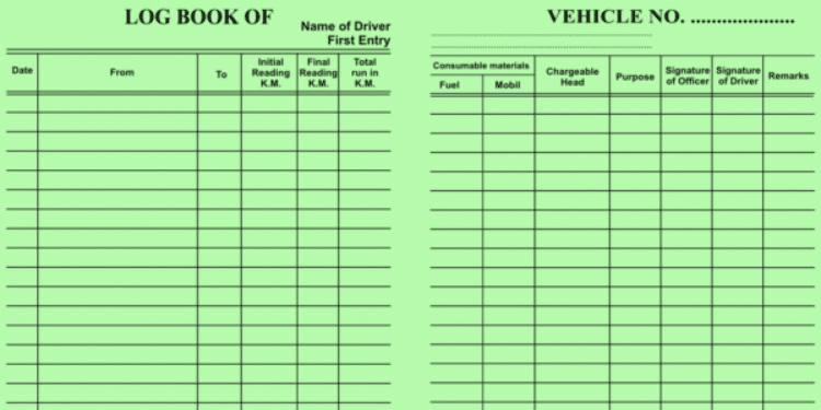 Image Of A Logbook Page. Photo: Monaf Stores