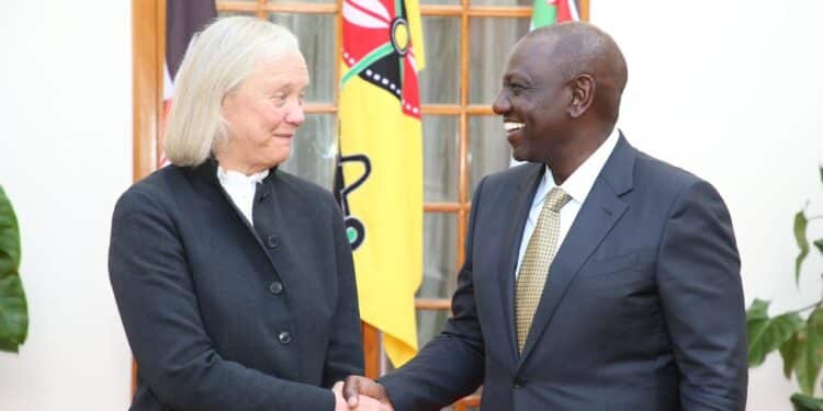 President William Ruto With Us Ambassador To Kenya Meg Whitman At Statehouse Nairobi. 