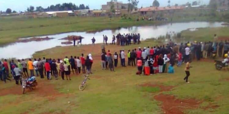 2 Moi University Students Found Dead Residents Gather Around A Quarry Next To Moi University After Bodies Of Two Students Were Discovered.