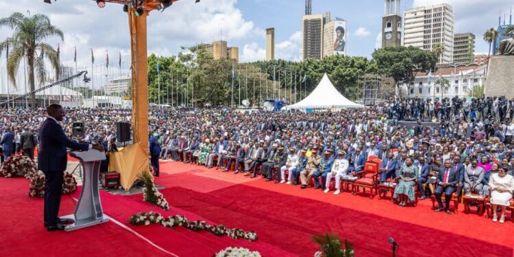 President Ruto'S Official Speech During Kindiki Swearing-In President William Ruto And Dp Kithure Kindiki After His Swearing-In At Kicc. Photo/Pcs.