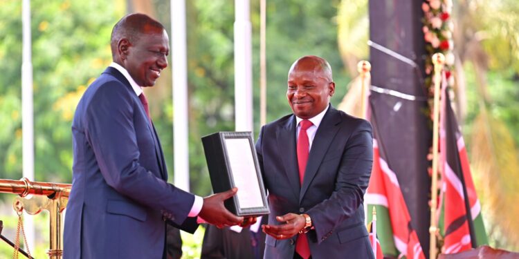 President Ruto'S Official Speech During Kindiki Swearing-In President William Ruto And Dp Kithure Kindiki After His Swearing-In At Kicc. Photo/Pcs.