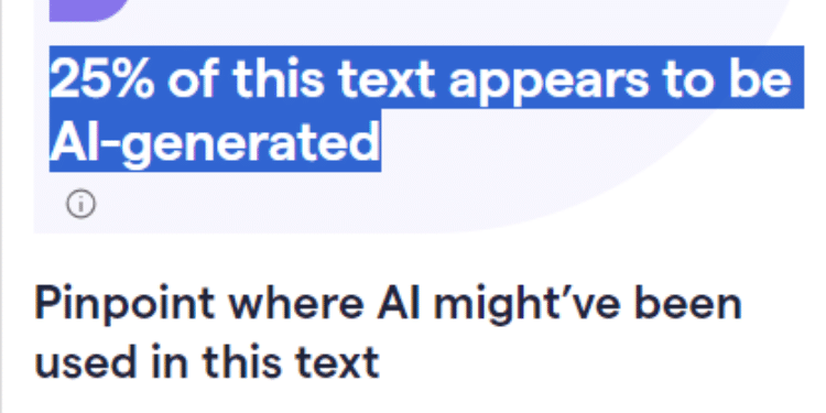 Results When The Text Was Run Through Ai Detector By Grammarly. Photo/ Screengrab. President William Ruto