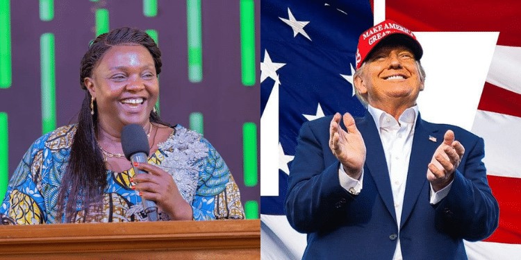 Dorcas Rigathi Sends Special Message To Trump A Photo Collage Of Former U.s President Donald Trump And Formers First Lady Pastor Dorcas Rigathi. Photo/ Trump | $47 X/Dorcas X.