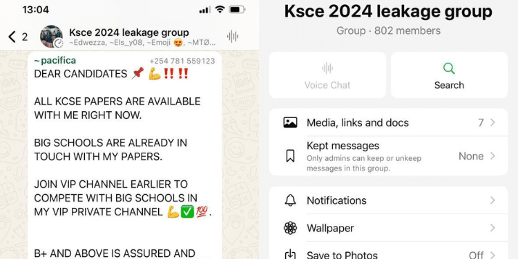 A Photo Collage Of Stephen Nyang'Au Mbeche Arrest Charge Sheet And Sample Of Kcse Papers Posted On His Telegram Group. Photo/Dci.