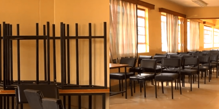 Pain Of Moi University Students Who Have Been In Campus For 9 Years A Photo Of Empty Lecture Hall At Moi University. Photo/Screengrab Citizne Tv.