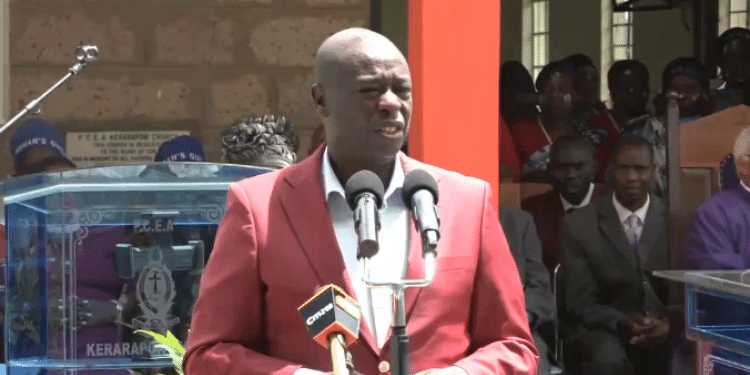 Former Dp Rigathi Gachagua Speaking During The Celebrations Of 100 Years Of Mission Work At Pcea Kerarapon Church, Kajiado North Constituency, Kajiado County. Photo/Screengrab Gachagua Fb.