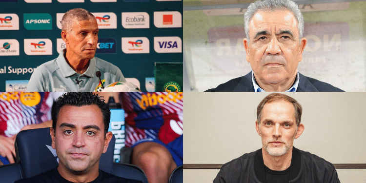 10 Top European Football Coaches Fired In 2024 From Top Left: Chris Hughton, Faouzi Benzarti, Xavi Hernández And Thomas Tuchel. Photo/Caf,Wikimedia/Fabrizio Romano. Football, Football