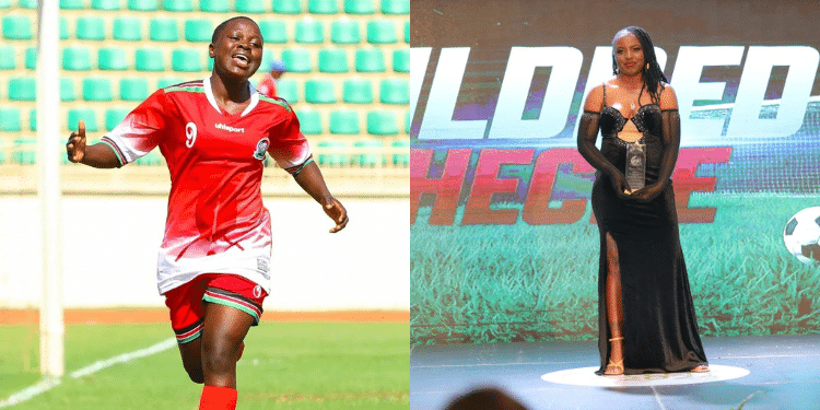 Caf Awards A Photo Collage Of Valarie Nekesa And Coach Mildred Cheche. Photo/ Harambee Starlets/Cheche X.