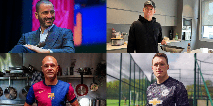 Football Legends, From Top Left Leonardo Bonucci, Toni Kroos, Andres Iniesta And Phil Jones. Photo/ Bonucci Fb, Kroos Fb, Iniesta Fb &Amp; Jones Fb. Football Legends