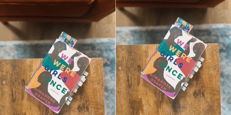 A Photo Collage Of A Copy Of The &Quot;We Were Girls Once&Quot; Book. 