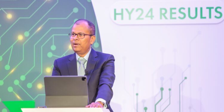Safaricom’s Chief Finance Officer, Dilip Pal During The Announcement Of The Half Year Results Photo/Safaricom Plc