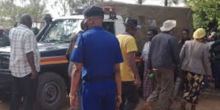 Man Kills Wife In Front Of Children In Mbeere South Photo Image Showing The Police, Police Track Used For Operations And Villagers In Kirinyaga Where Two Robbers Were Found Dead In A Bar. Photo/The Star