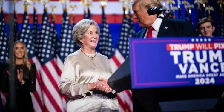 Susie Wiles Speaks With President-Elect Donald Trump During Election Night Watch Party In Palm Beach, Florida On November 6, 2024. Photo/ Jabin Botsford Of The Washington Post.