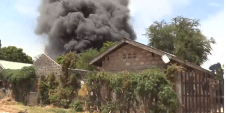 Fire Broke Out At The County Offices Of Kilifi. Photo/Screengrab K24.Fire Broke Out At The County Offices Of Kilifi. Photo/Screengrab K24.