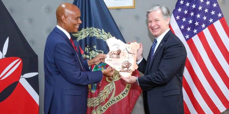 Director Of The Federal Bureau Of Investigation (Fbi) Christopher Wray In Kenya And Dci Boss Amin.