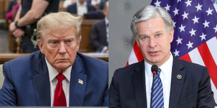 President Donald Trump (Left) And Director Of The Federal Bureau Of Investigation (Fbi) Christopher Wray