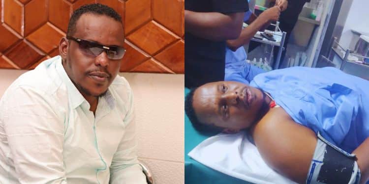 A Collage Of Ktn News Journalist Hamza Yussuf In A Cafe (Left) And In The Theatre (Right).