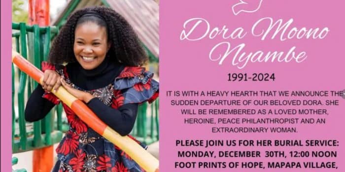 World Mourns Death Of Influencer And Philanthropist Dora Moono Nyambe The Late Dora Moono Nyambe, A 32-Year-Old Zambian Influencer