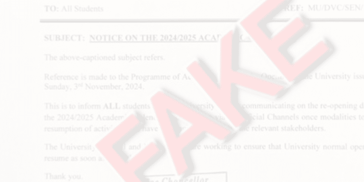 A Post Stamped As Fake. Photo/Moi University